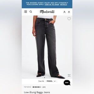 Madewell Charcoal Low Slung Baggy Jeans